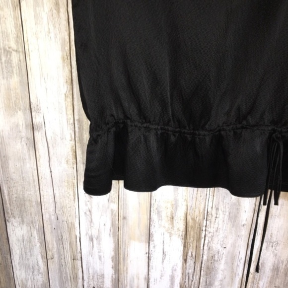 BCBG Black Silk Cinched Bottom Blouse - Picture 3 of 4